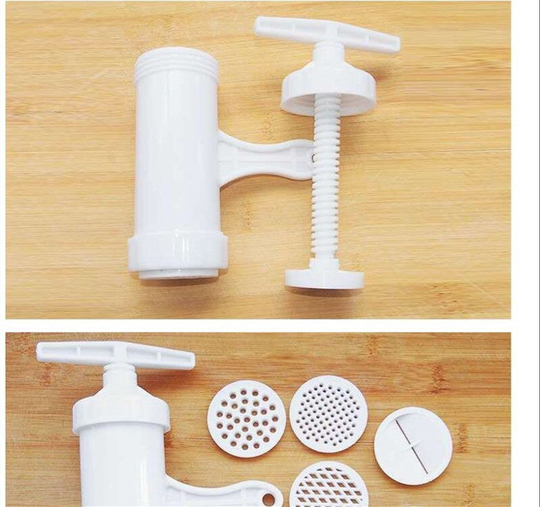 Manual Noodle Maker: Press Pasta Maker Machine with 5 Pressing Molds - Crank Cutter Cookware for Making Spaghetti