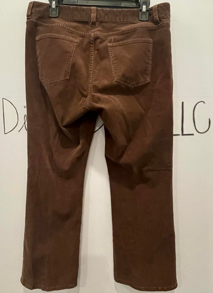 Talbots Straight Leg Corduroy Pants Womens Petite 12P Curvy Brown Zip - Very Good