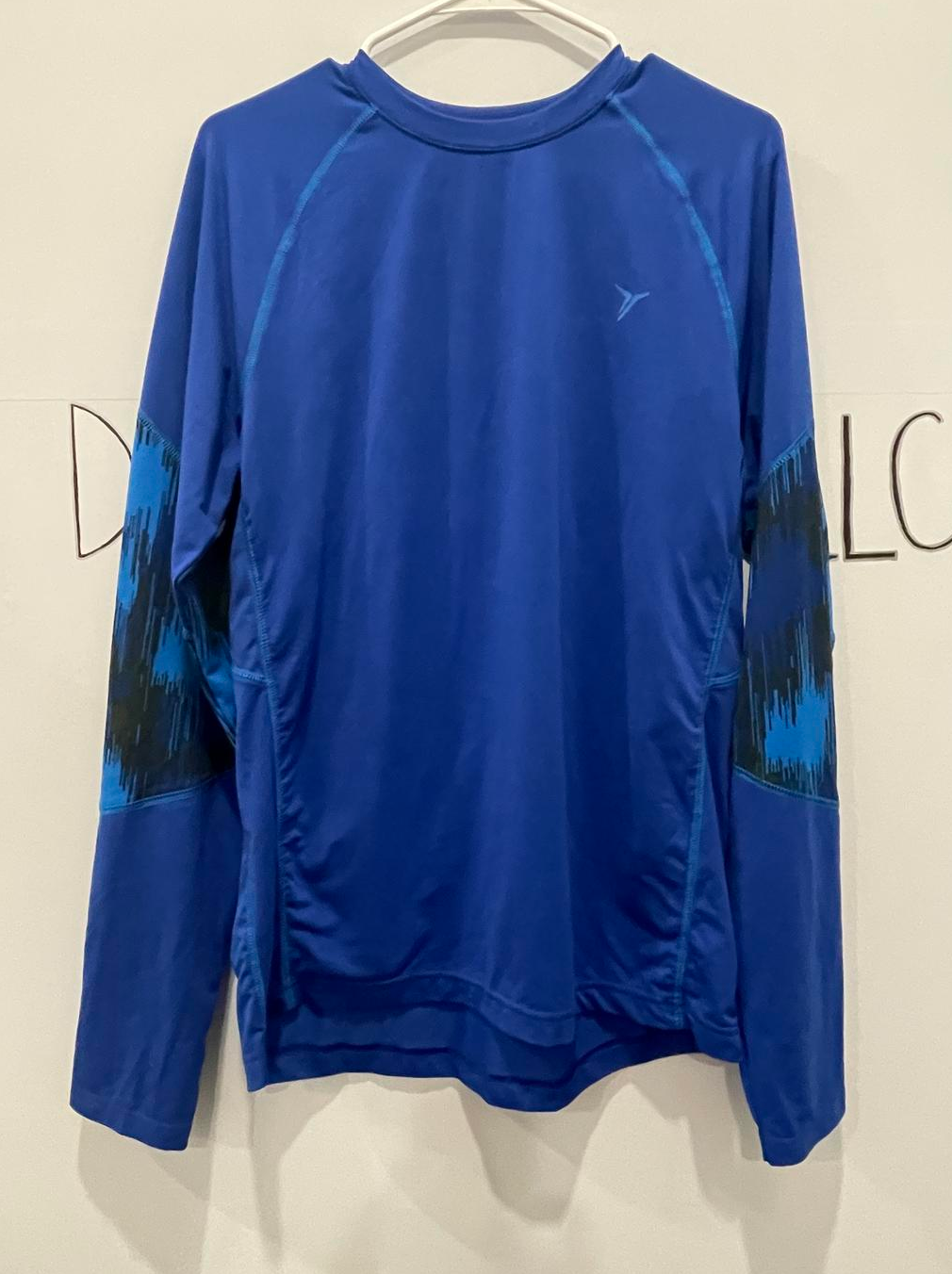 Men's Old Navy Active Blue Medium Long Sleeve Shirt W/Graphic Sleeves - Very Good