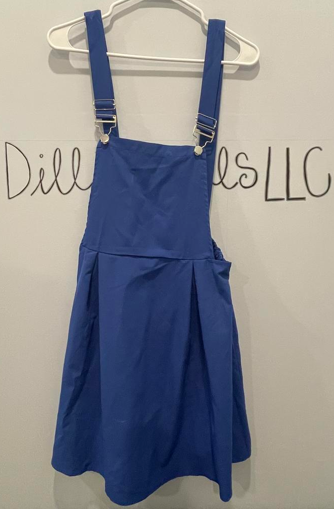 Romwe Overall Dress Youth Girls Sz Larg 8-10 Mini Royal Blue