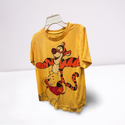 Disney Girls Youth Large Yellow Winnie the Pooh & Tigger Graphic T-Shirt