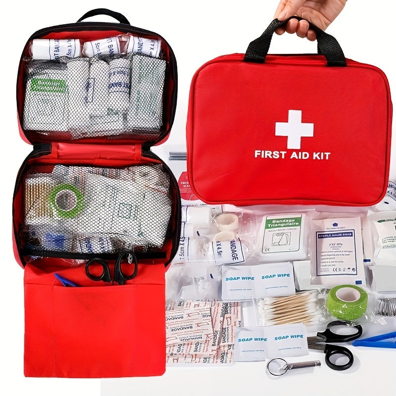 Botiquín de primeros auxilios portátil para aventuras al aire libre: bolsa multiusos para suministros de emergencia (con equipo médico esencial)