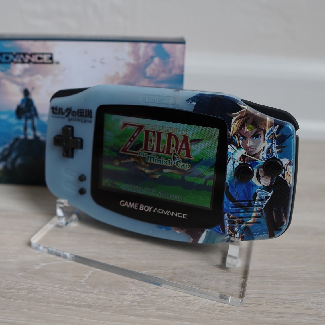 Nintendo Gameboy Advance Custom Console Zelda Breath of the Wild Edition Custom Backlit Enhanced IPS Screen Mod High Resolution