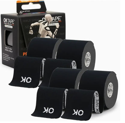 4 Pack Pre-Cut KT Tape ~ 20 Strips Latex Free Kinesiology Tape, Sports Performance Enhancing, Orthopedic Injury aid for leg, arm, back, foot, ankle, shoulder, wrist, hand, finger