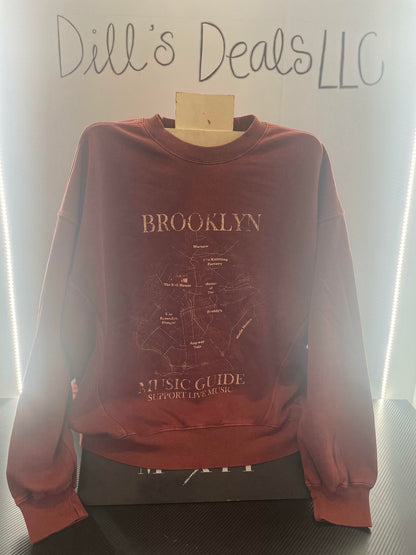 Arizona Graphic Sweat Shirt Suéter Brooklyn Map Música - Teñido de forma única