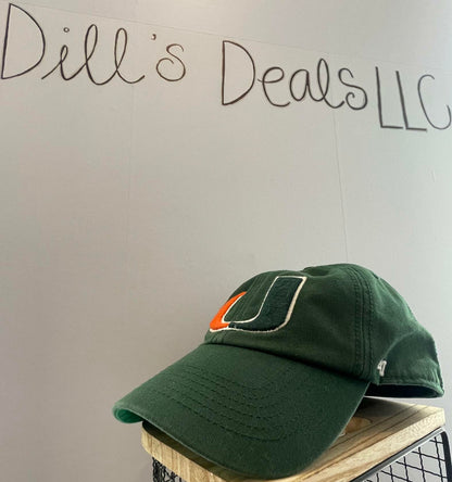 VINTAGE Miami Hurricanes Hat Cap Strap Back Green Orange UM Football Mens - Very Good