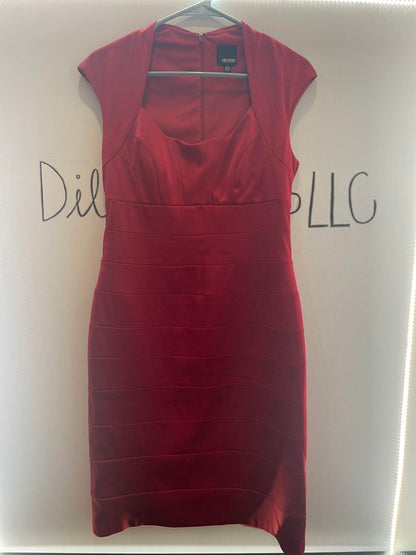 Melrose Dress Womens sz 10 Red Cap Sleeve Satin Sheath Knee Length Cocktail Chic - Very Good