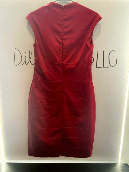 Melrose Dress Womens sz 10 Red Cap Sleeve Satin Sheath Knee Length Cocktail Chic - Very Good