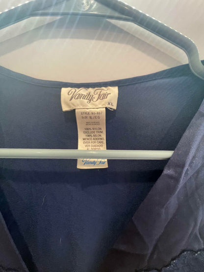 Vanity Fair Women Sheer Sleepwear Top Size L Blue Button Up Short Sleeve Size XL - Very Good