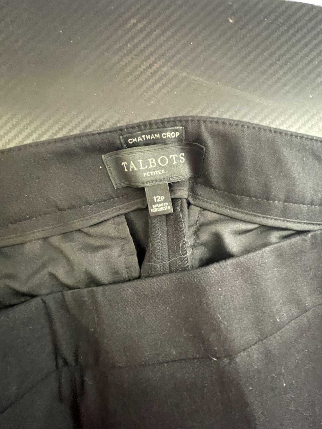 Talbots Black Chatham Crop Capri Pants Side Zip Women’s Petite Size 12P - Very Good