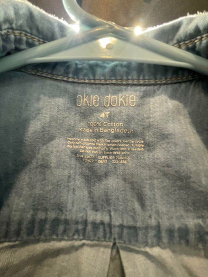 Okie Dokie sz 4t Girls Demin Button Up Light Wash Demin Jacket 100% Cotton - Very Good