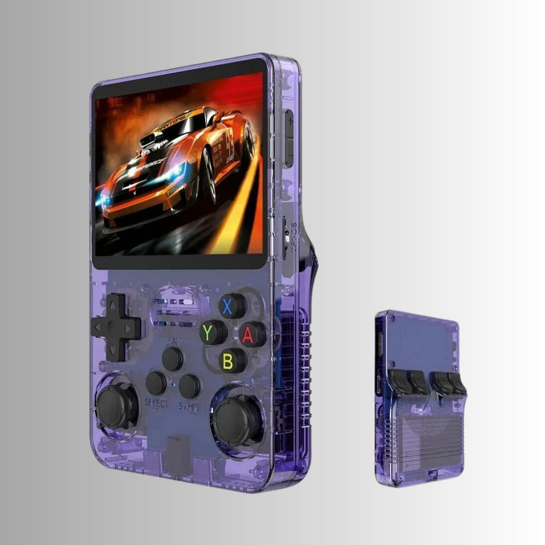 R36S Handheld Retro Game Console 3.5" Screen Linux 64GB 15k+ Games 640 HD Purple