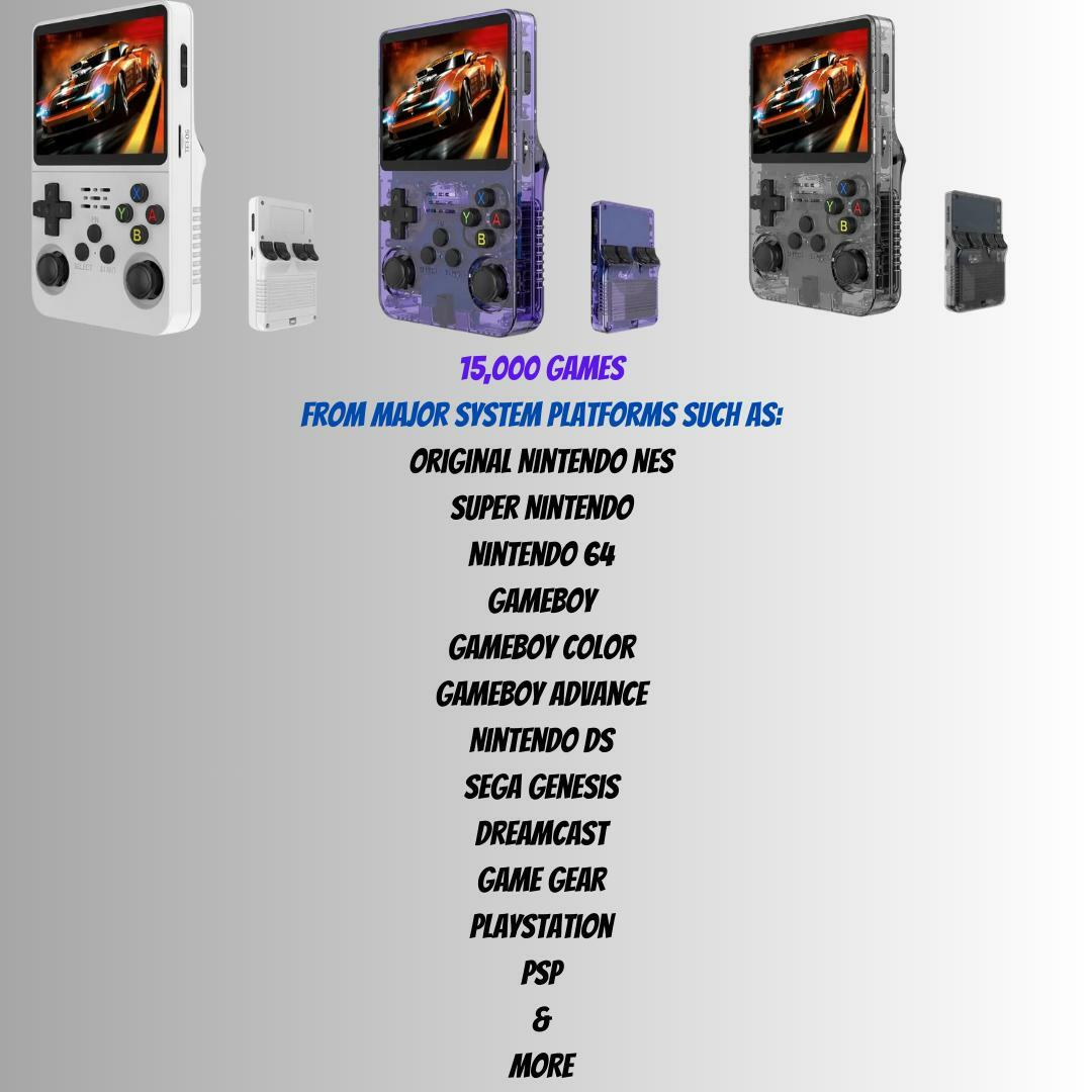 R36S Handheld Retro Game Console 3.5" Screen Linux 64GB 15k+ Games 640 HD Black