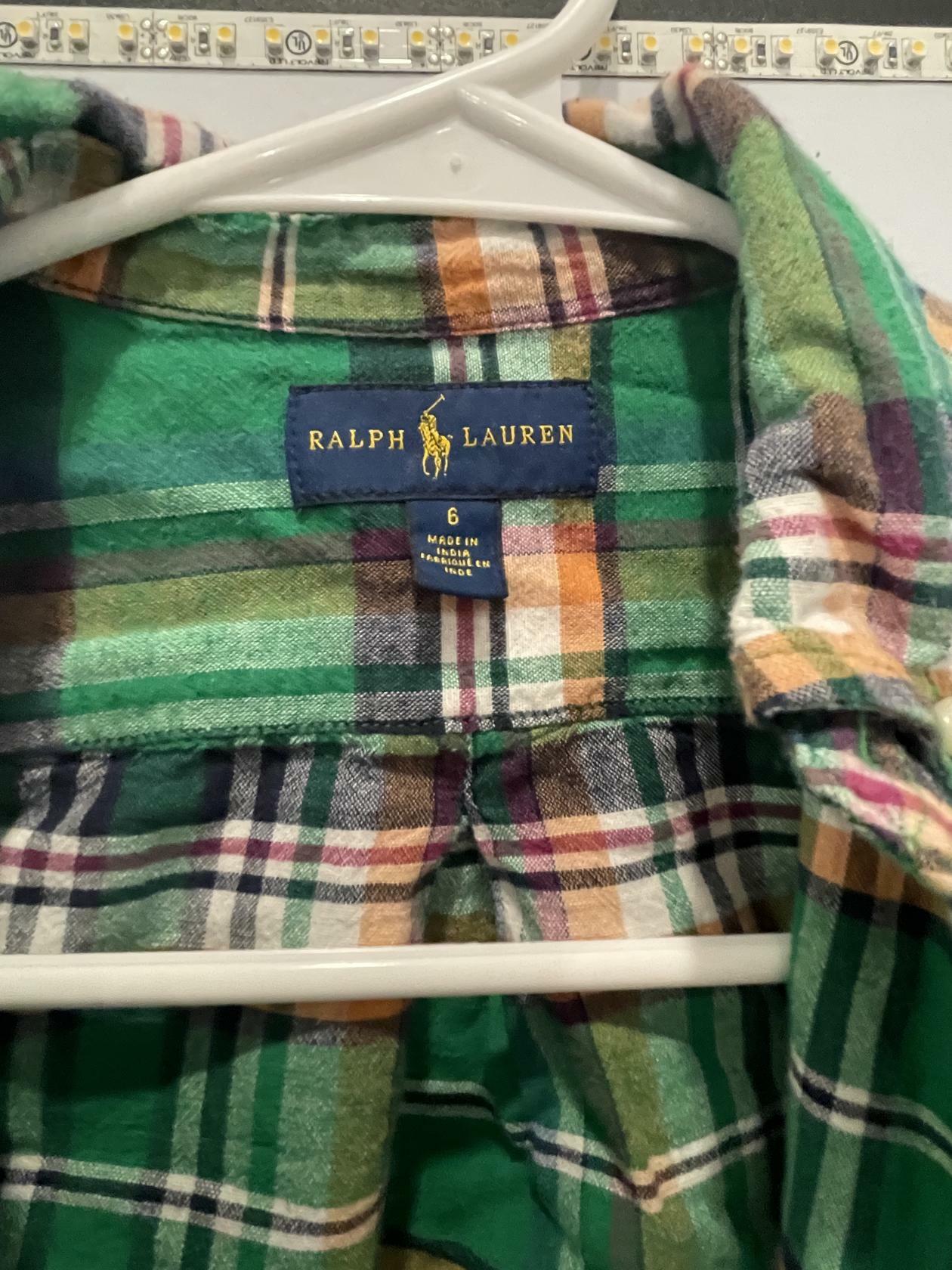 Polo Ralph Lauren Green Plaid Boy's Size 6 - Very Good