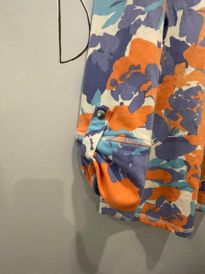 Ruby Rd. Pullover Half Zip Multi-Colored Orange Blue Purple Floral Womens Sz M - Very Good