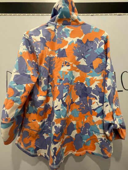 Ruby Rd. Pullover Half Zip Multi-Colored Orange Blue Purple Floral Womens Sz M - Very Good