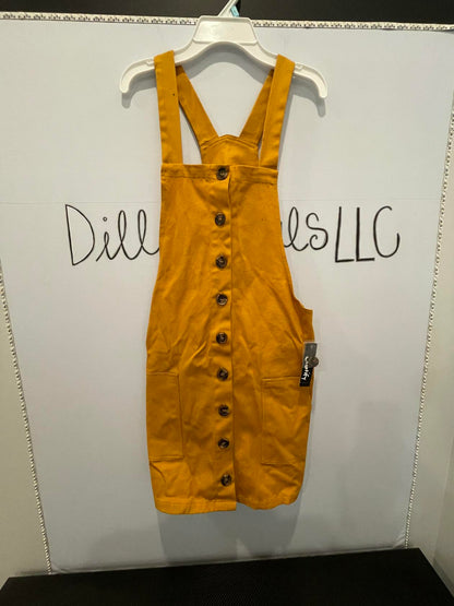 Justify Girls Jumper Dress Overall Dress Mustard Yellow Button Front Sz Medium