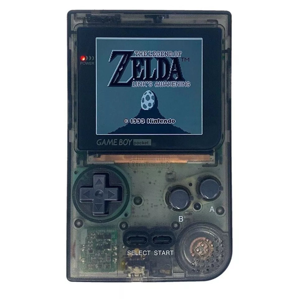 Nintendo Game Boy Pocket Transparent Black Enhanced IPS Screen Mod High Resolution