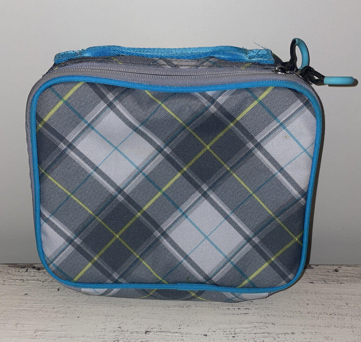 Embark 19" Recycled Content Elite Backpack Blue Gray Plaid w/ Lunch Box