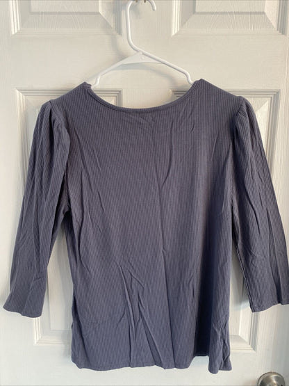 Women's Time and Tru Gray Long Sleeve Top - Size L - Soft and Comfortable