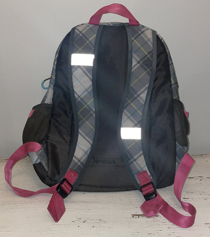 Embark 19" Recycled Content Elite Backpack Blue Gray Plaid w/ Lunch Box