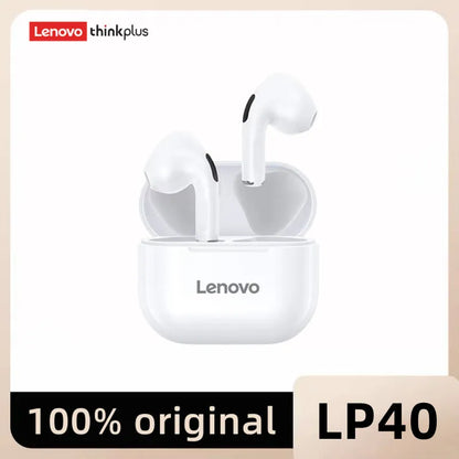 NUEVOS auriculares inalámbricos originales Lenovo LP40 TWS - Bluetooth 5.0 Estéreo dual Reducción de ruido Control táctil de graves Espera larga 230 mAH Blanco y negro