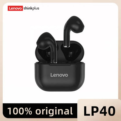 NUEVOS auriculares inalámbricos originales Lenovo LP40 TWS - Bluetooth 5.0 Estéreo dual Reducción de ruido Control táctil de graves Espera larga 230 mAH Blanco y negro