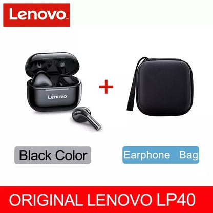 NUEVOS auriculares inalámbricos originales Lenovo LP40 TWS - Bluetooth 5.0 Estéreo dual Reducción de ruido Control táctil de graves Espera larga 230 mAH Blanco y negro