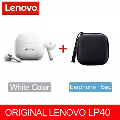 NUEVOS auriculares inalámbricos originales Lenovo LP40 TWS - Bluetooth 5.0 Estéreo dual Reducción de ruido Control táctil de graves Espera larga 230 mAH Blanco y negro